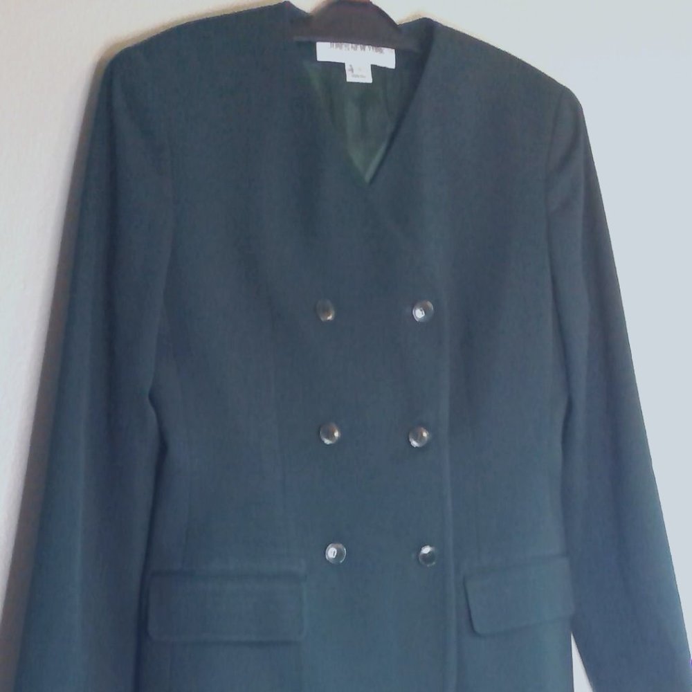 Vintage Jones New York dark green women's 2pc pants suit w/jacket size 6
